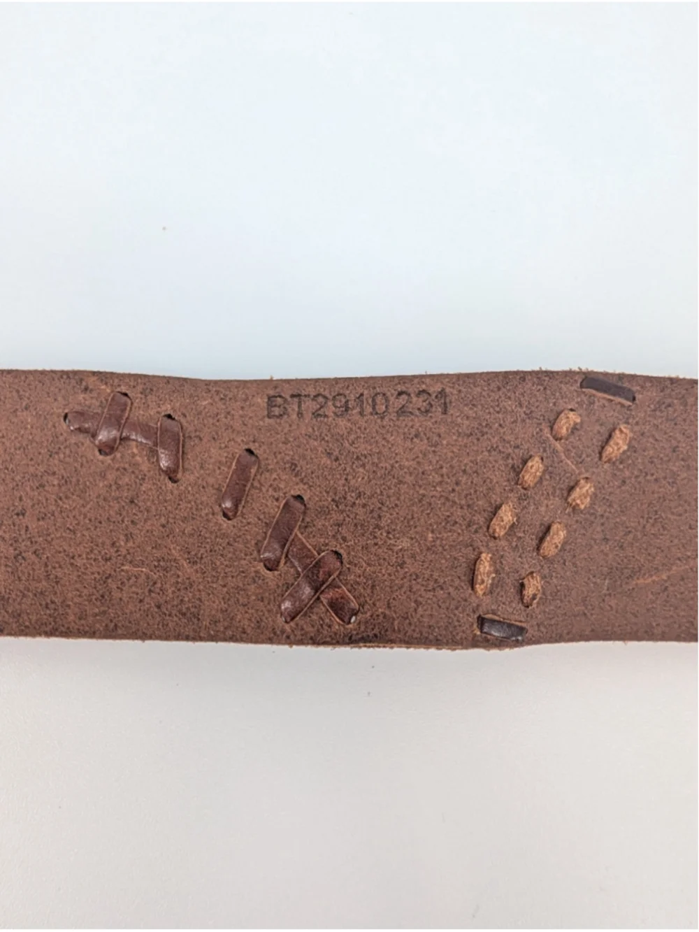 Fossil Leather Patchwork Belt M Brown Tooled Leopard Whipstitch Boho Western